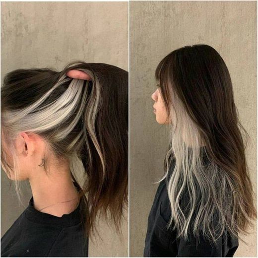 Atrás do cabelo pintado