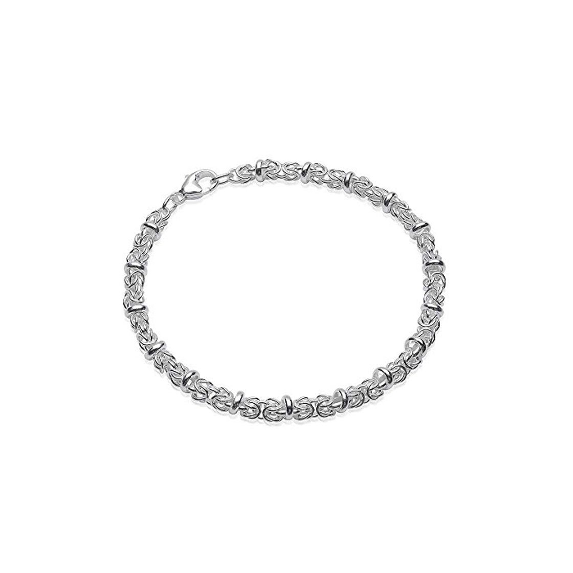 Moda Materia - Pulsera bizantina de plata 925 para mujer de 5 mm