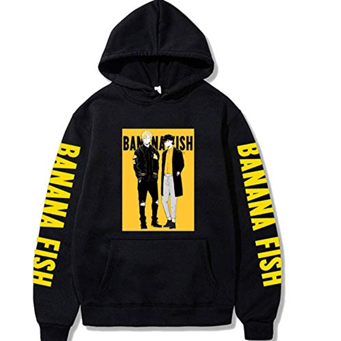 Fashion Sudadera con Capucha Y Cuello Redondo De Lana para Hombre con Estampado De Banana Fish Harajuku Suelta Pullover Tops Manga Larga Divertida Sudadera