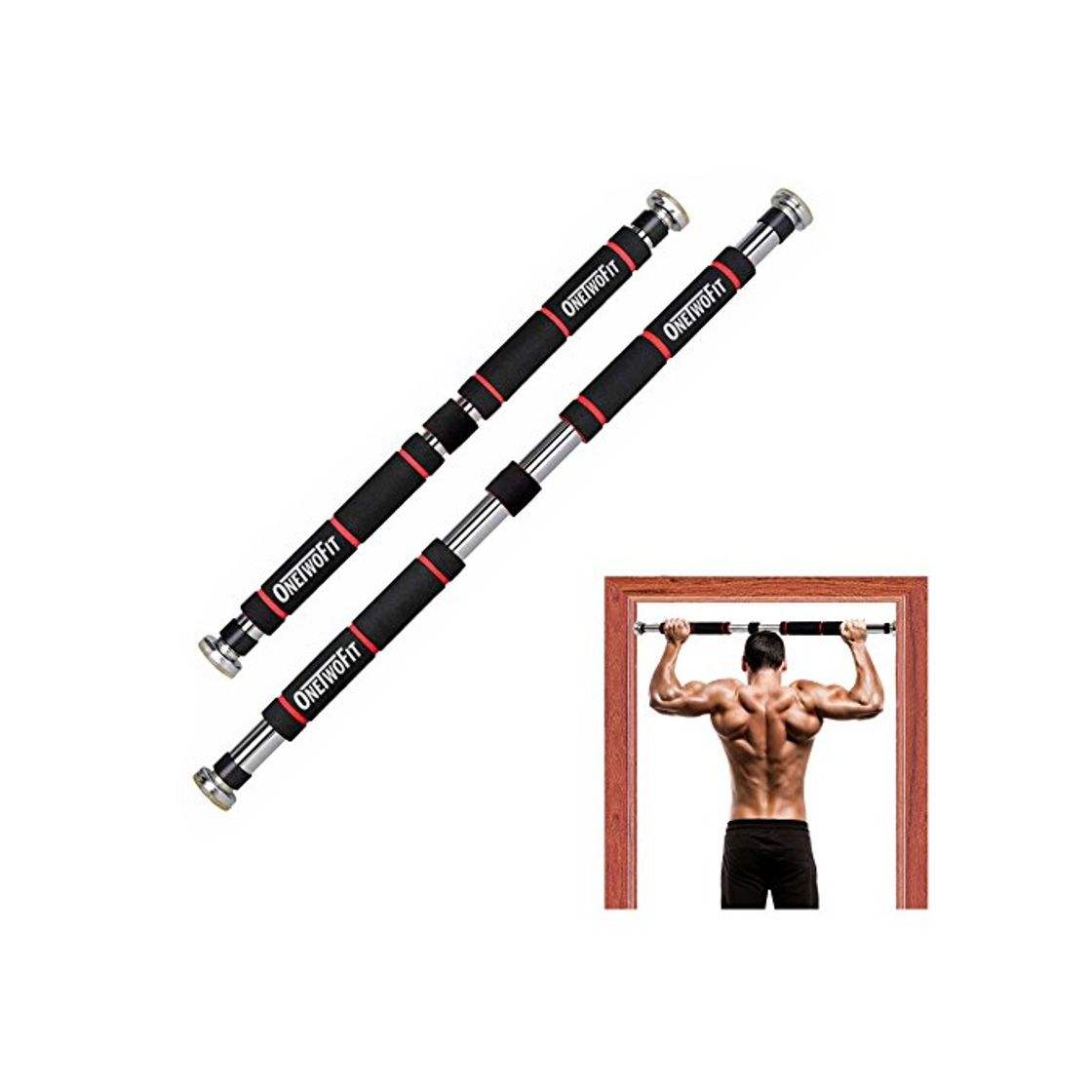 Products ONETWOFIT Barra de Gimnasio para Puerta Chin Up Barra Horizontal de Gimnasio Barra de Ejercicio y Fitness en casa