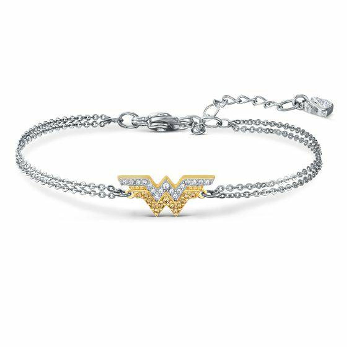 Fashion Pulseira Fit Wonder Woman, Dourado, Acabamento em Mix de Metais