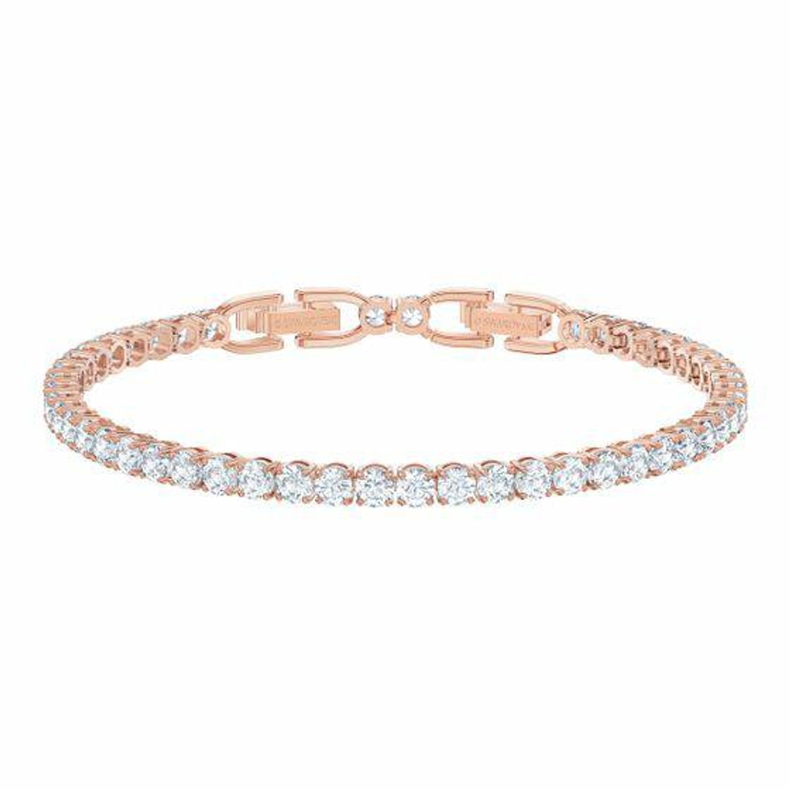 Fashion Pulseira Tennis Deluxe, Branca, revestida em tom de ouro rosa ...