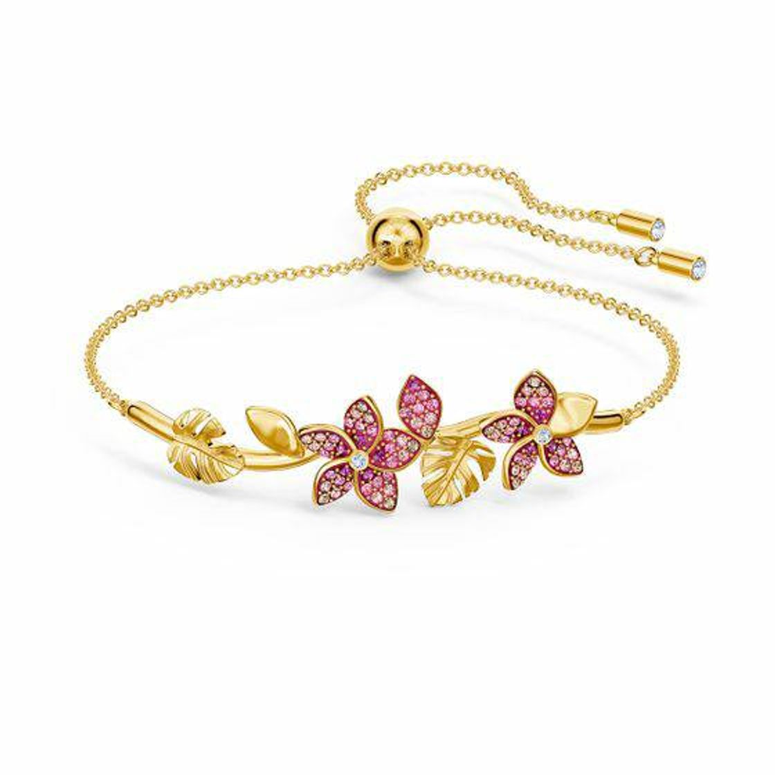 Fashion Pulseira Tropical Flower, Rosa, Revestida em Tom de Ouro ...