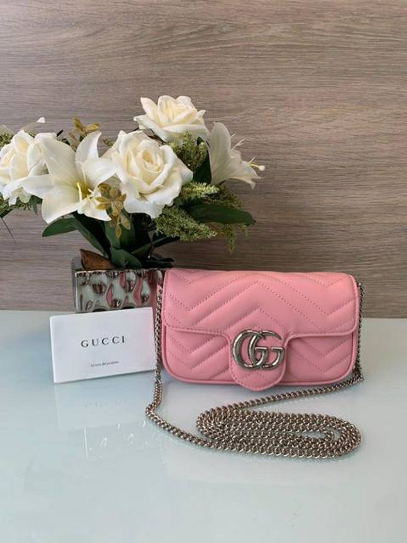 Moda Bolsa Gucci Super Mini Marmont Rosa Italiana