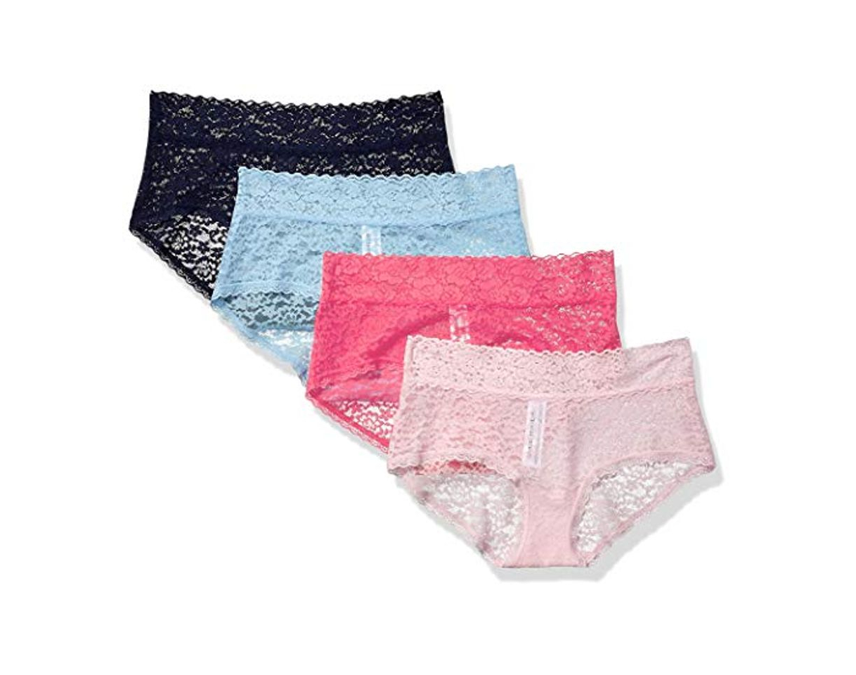 Productos Amazon Essentials 4-Pack Lace Stretch Hipster Panty Panties, Azul y Rosa, US