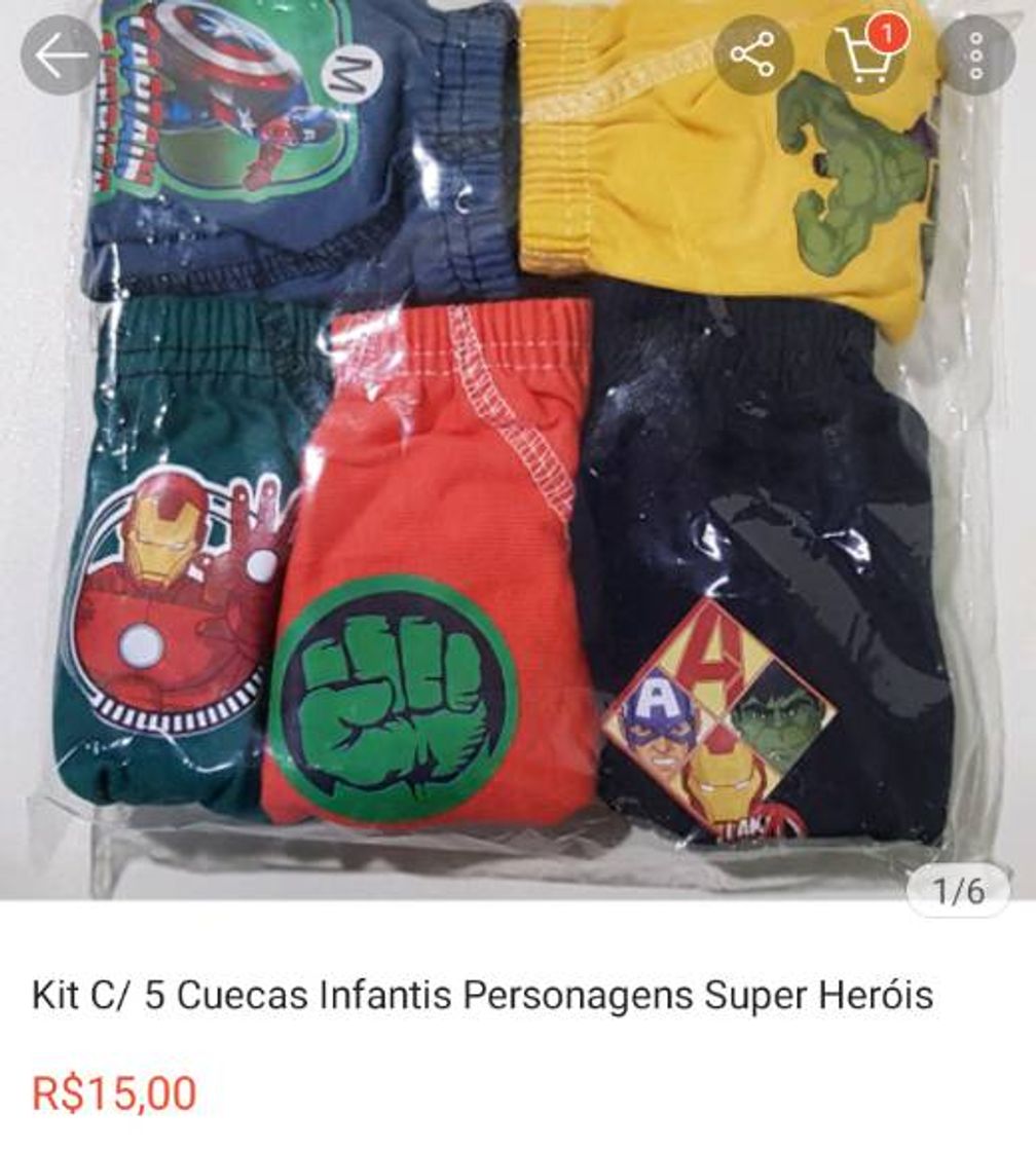 Fashion Kit com 5 cuecas infantil por 15 reais 😍❤️