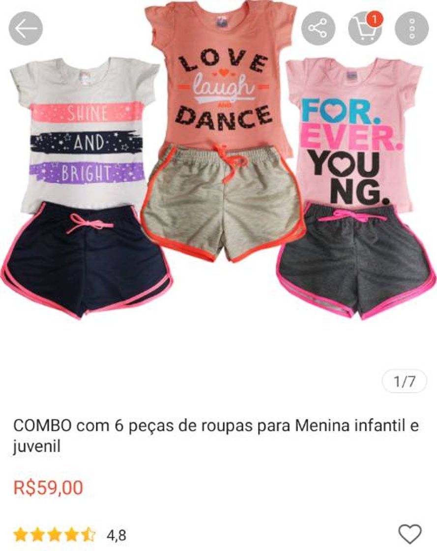 Fashion Combo 6 peças de roupa para meninas por 59 reais