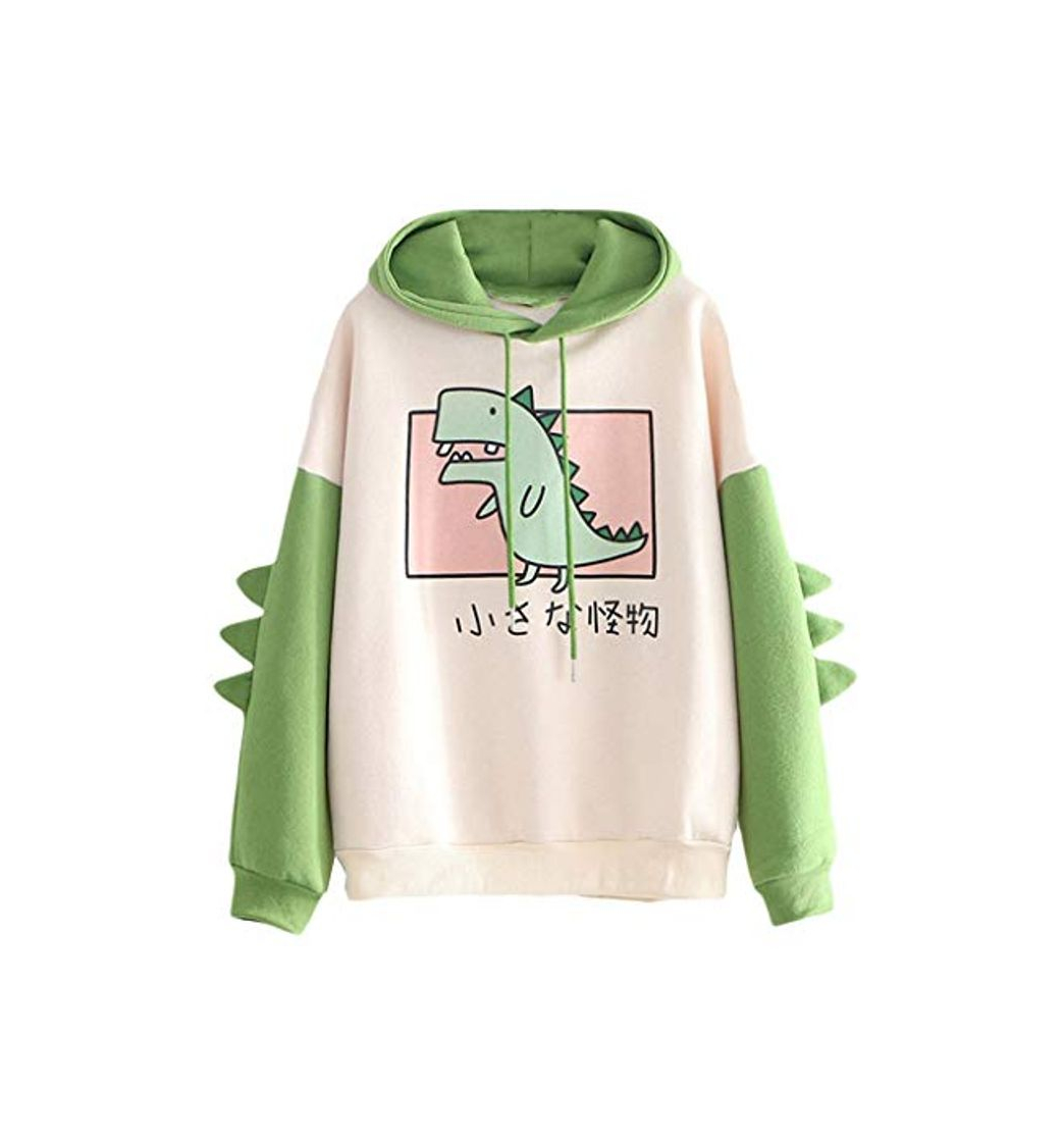 Fashion Snakell Sudaderas con Capucha para Mujer de Dinosaurio Casual Estampado de Manga Larga Empalme Tops para Adolescentes Chicas Tumblr