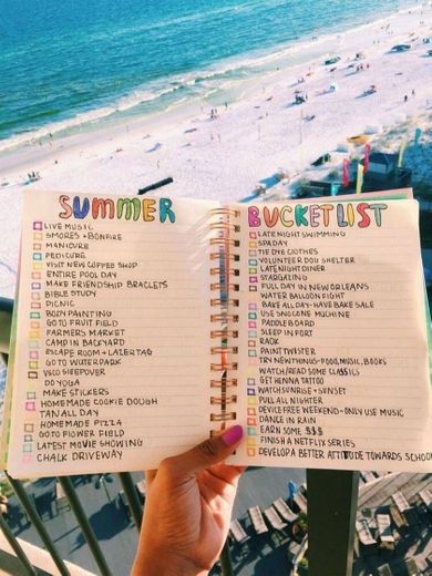 Lista de coisas para fazer no verão