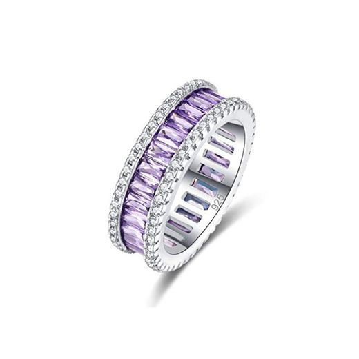 YAZILIND Wedding Band Ring Purple cúbica Zirconia Rhinestone Silver 925 Engagement joyería