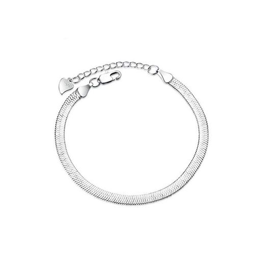 Nobrand Plata De Ley 925 Cadena De Eslabones De Serpiente Plana Cierre De Langosta Pulsera Ajustable para Mujeres Hombres Pulseira Masculina 24 Cm