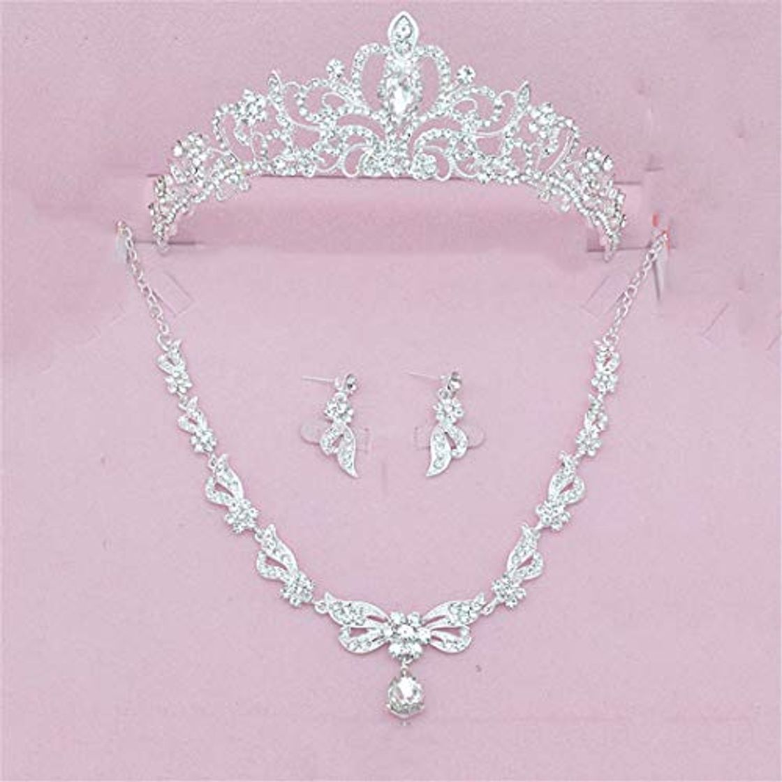 Fashion Juego de joyería nupcial de cristal NOIVA 3 PCS Set Colar Brincos Conjunto de Joias de Casamento Da Tiara da Coroa Fig12