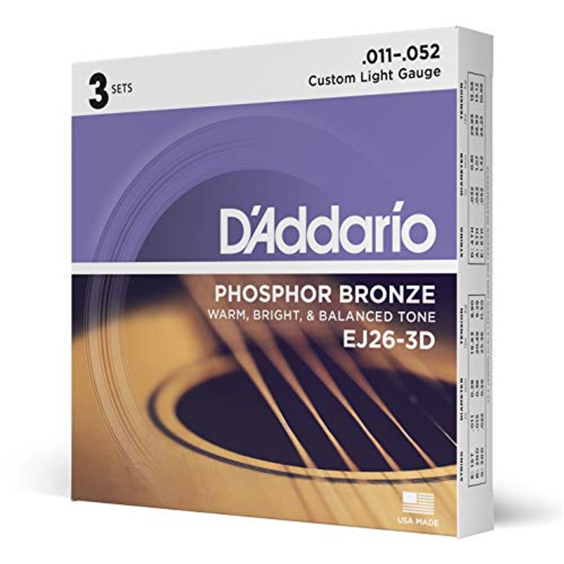 Social D'Addario EJ26-3D - Juego de cuerdas para guitarra acústica, material de fósforo