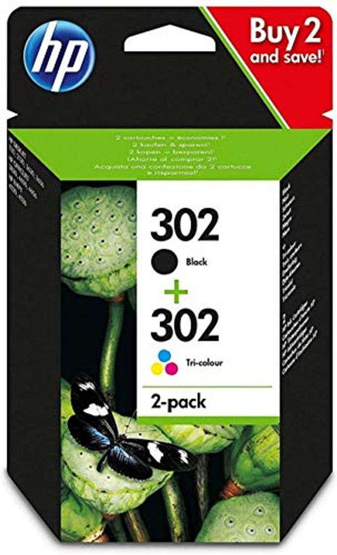 Social HP 302 - Pack de 2 cartuchos de tinta negro y tri-color