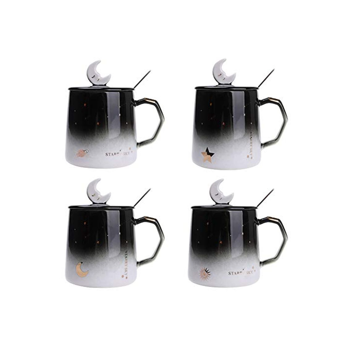 Productos BaoWnylz Juego De Tazas De Cafe 4 Piezas, Tazas Cafe Originales, Blanco