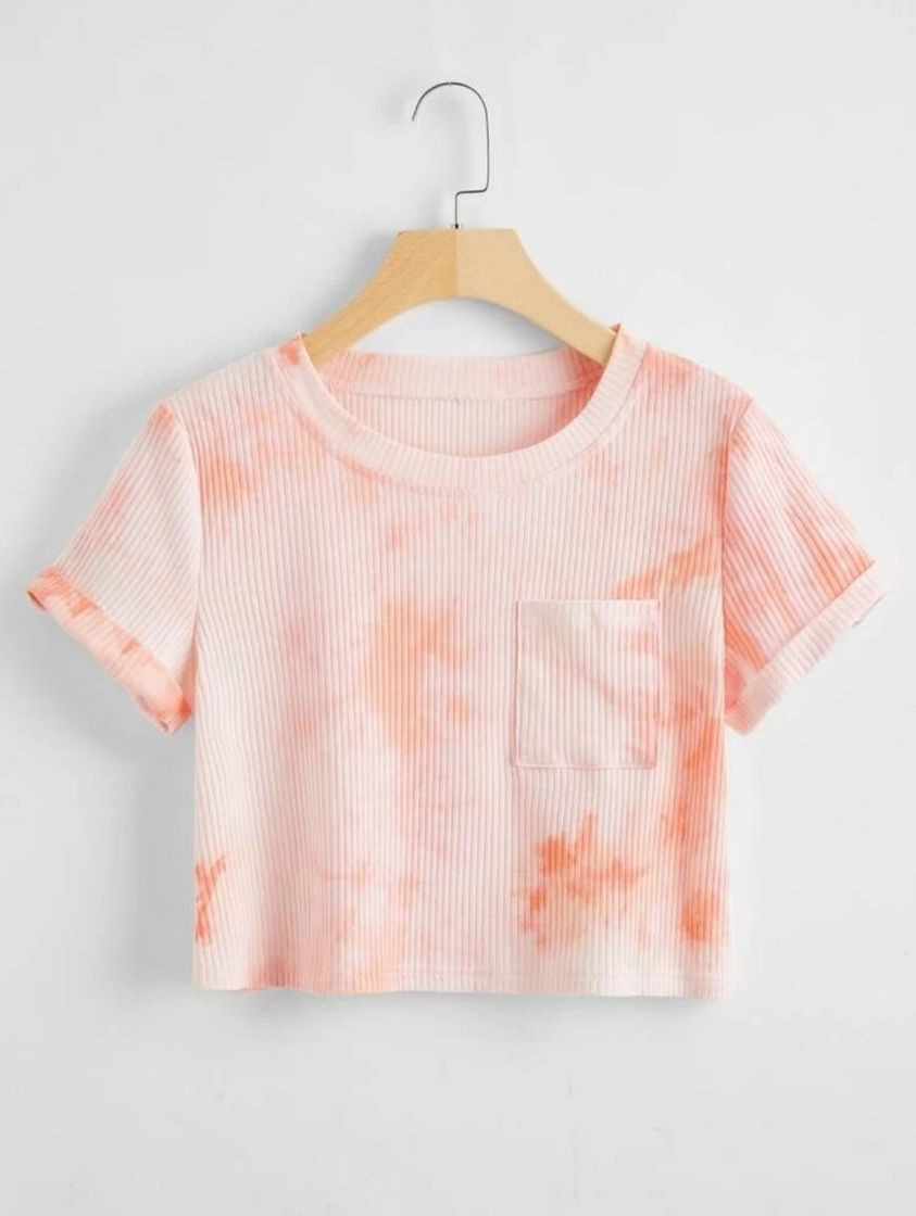 Fashion Camiseta con bolsillo de Tie Dye