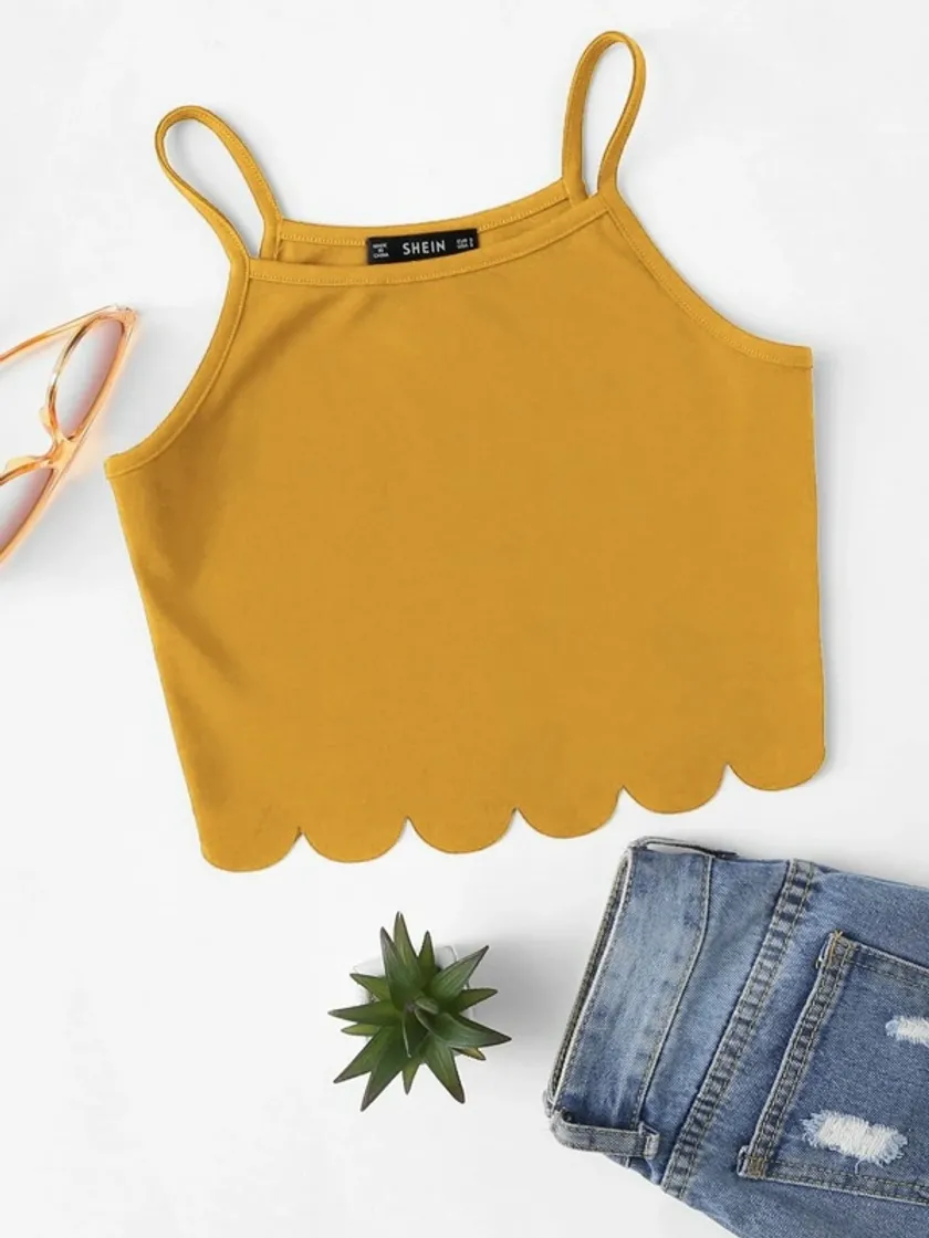 Fashion Scallop Hem Crop Cami Top | SHEIN USA