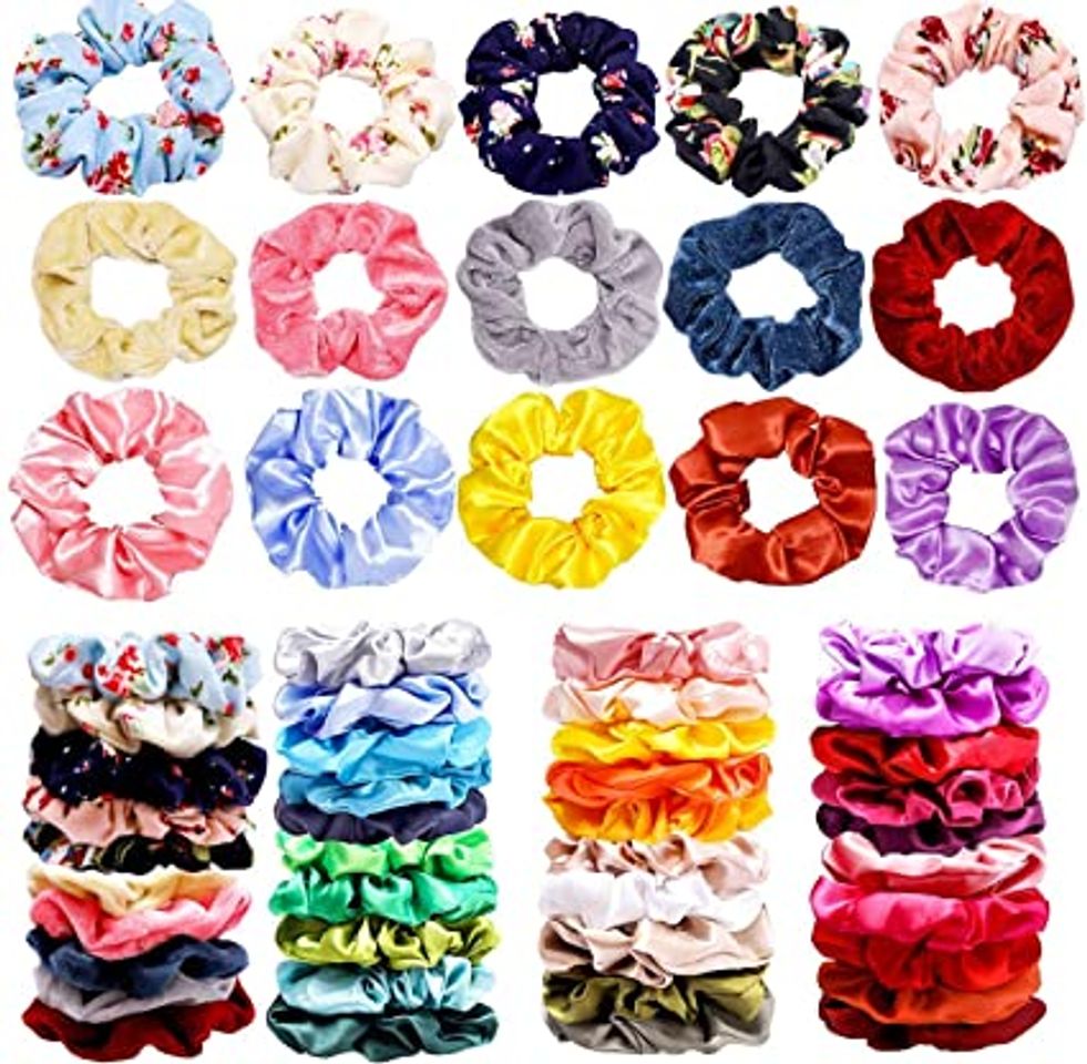 Social Cozywind 50pcs Gomas de Pelo de Terciopelo Scrunchies