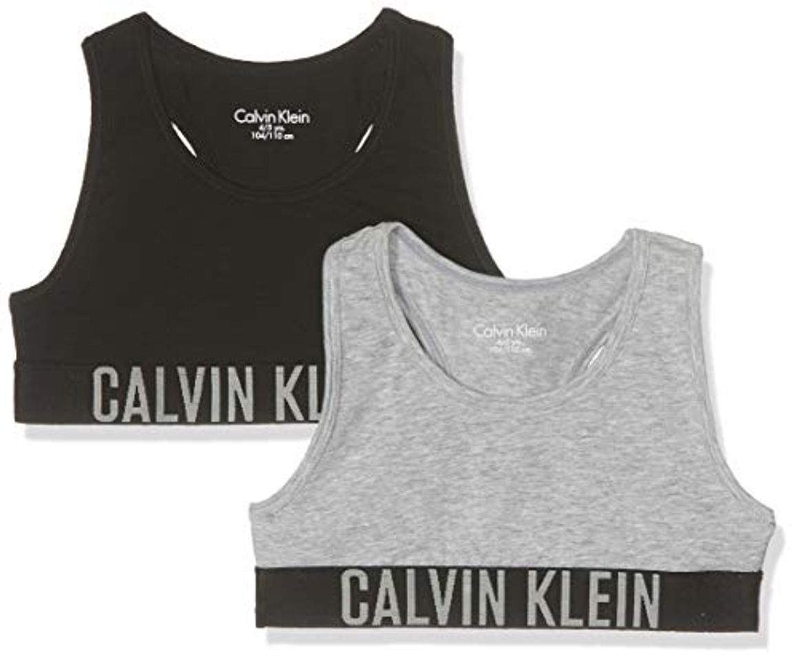 Social Calvin Klein 2pk Bralette Sujetador, White/Black 908, 152-164