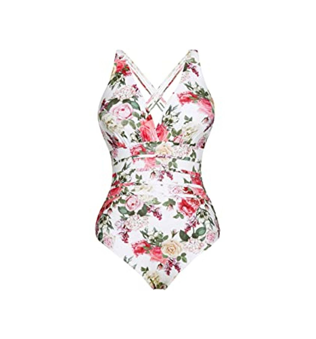 Social SHEKINI Mujer Ajustable Traje de baño Relleno Bañador Arruga de una Pieza