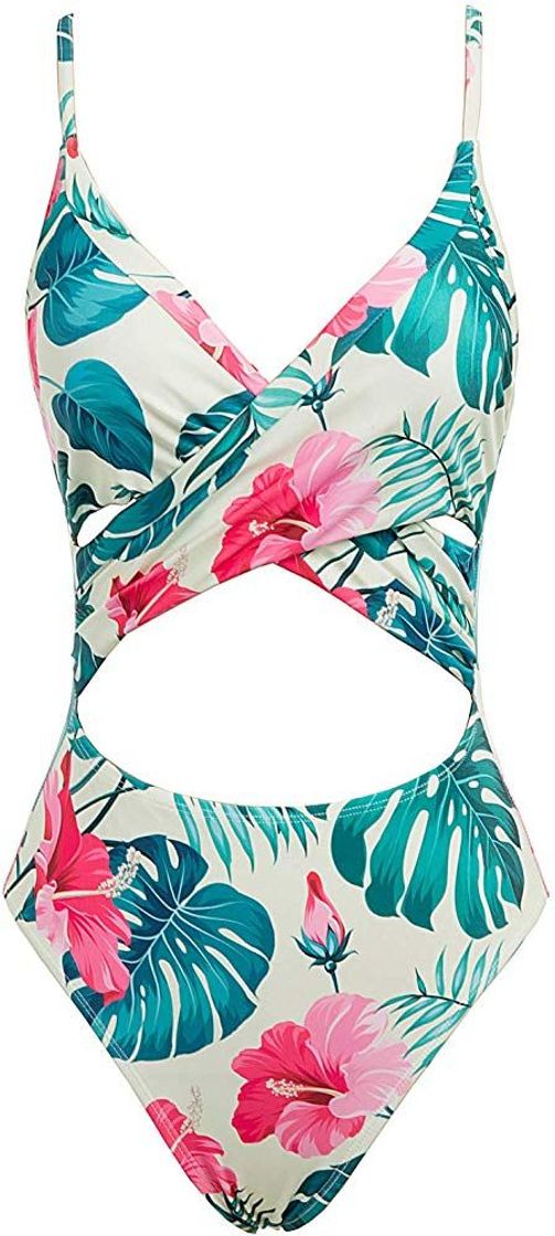 Social Bañador Reductor de Mujer Traje de Baño de Una Pieza de Rayas