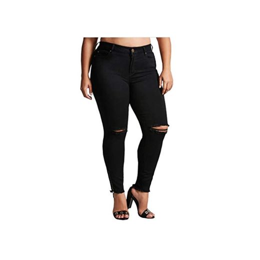 Vaqueros Mujer Tallas Grandes Pantalones Rotos Mujer Negros Skinny Jeans Cintura Alta