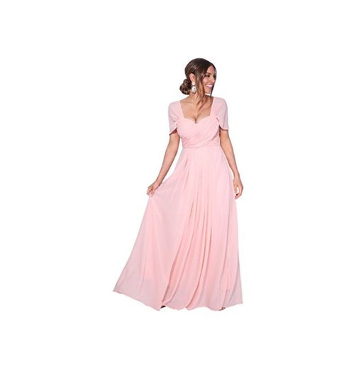 KRISP Vestido Fiesta Largo Talla Grande Boda Elegante Plisado Noche,