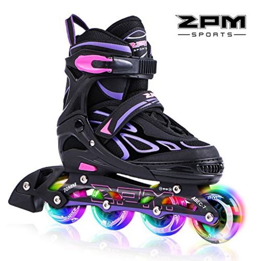 2PM SPORTS Vinal Adjustable Light up Inline Roller Skates for Boys and