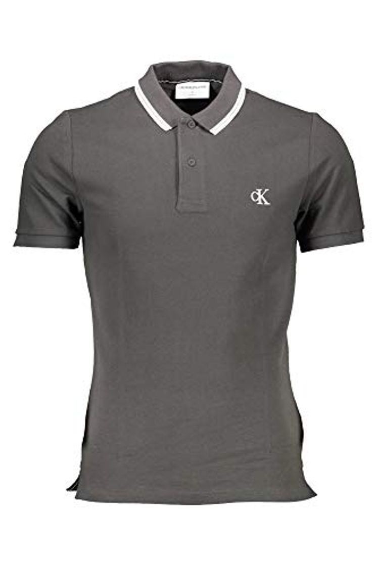 Fashion Calvin Klein CK Essential Tipping Slim Polo Camisa, Blanco Brillante