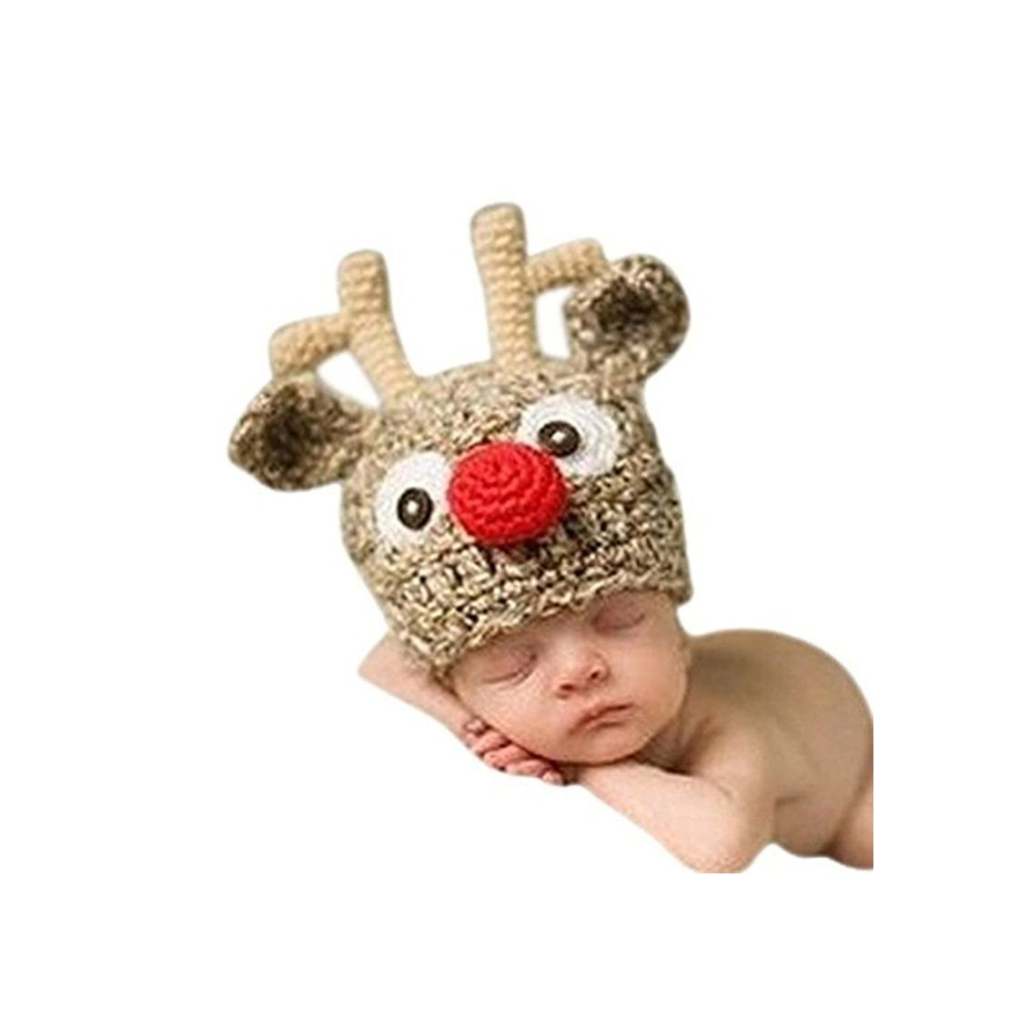 Moda Fenical bébé faite à la main Chapeau en tricot crochet Knit Chapeau de renne Cerf de photographie Prop pour Halloween de Baby Shower de Noël