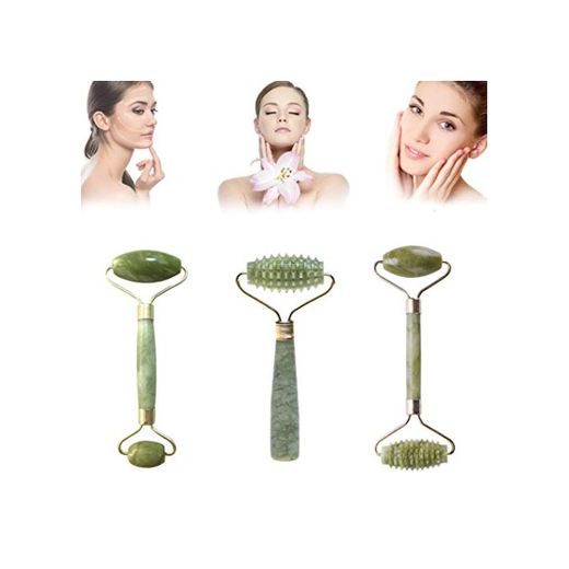 Rodillo de jade masajeador facial para rostro, rodillo de jade antienvejecimiento, masajeador