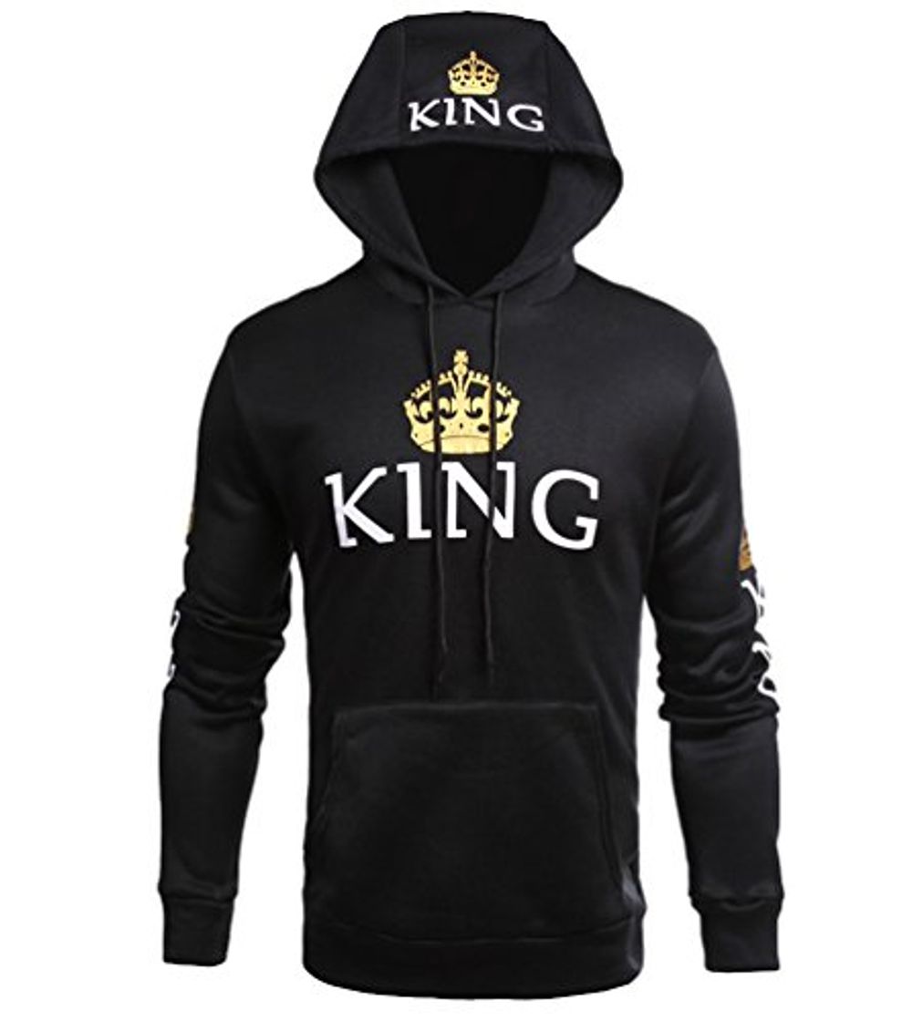 Moda ZKOO Pareja King & Queen Sudaderas con Capucha Manga Larga Encapuchado Jersey