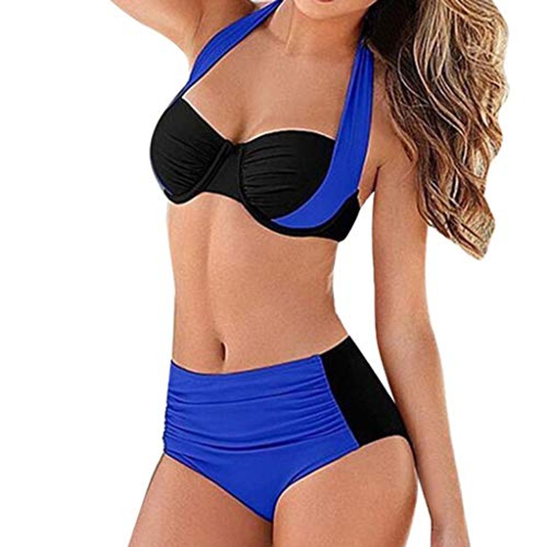 Social riou Bikinis Mujer 2019 Push Up Trajes de Baño Sexy Bikini con Cintura Alta Acolchado Cosiendo Color Dividido BañAdores Conjunto de Bikini con Relleno Mujeres Playa Beachwear