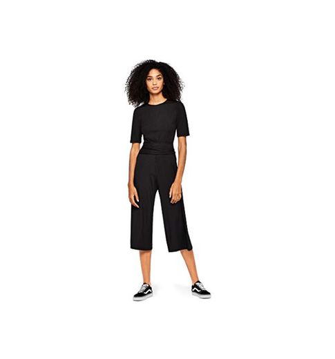 Marca Amazon - find. Rib Cropped Jumpsuit_18AMA040 - Jumpsuit Mujer, Negro