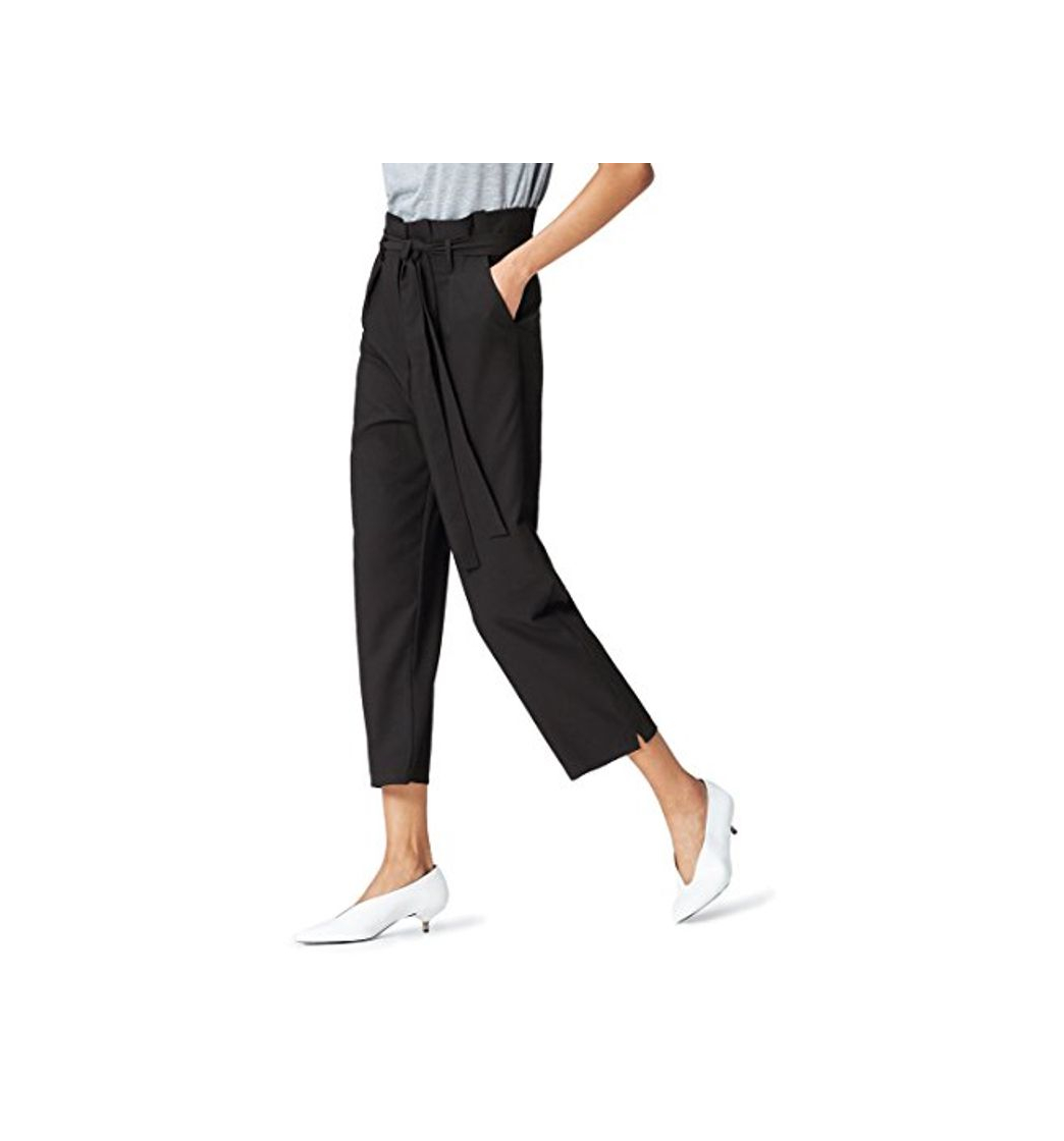 Fashion Marca Amazon - find. Check Paperbag Waist, Pantalón de Cuadros con Cintura