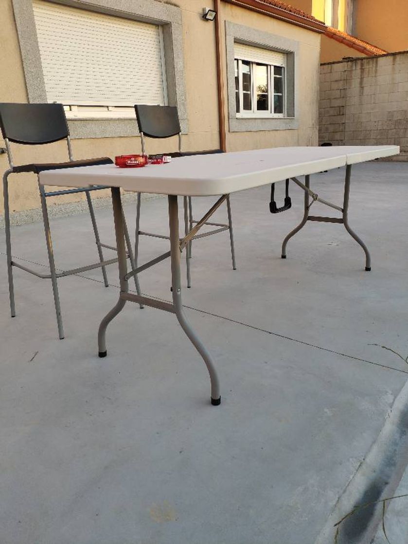 Social Mesa Plegable Rectangular, 180 x 74 x 74 cm, color blanco