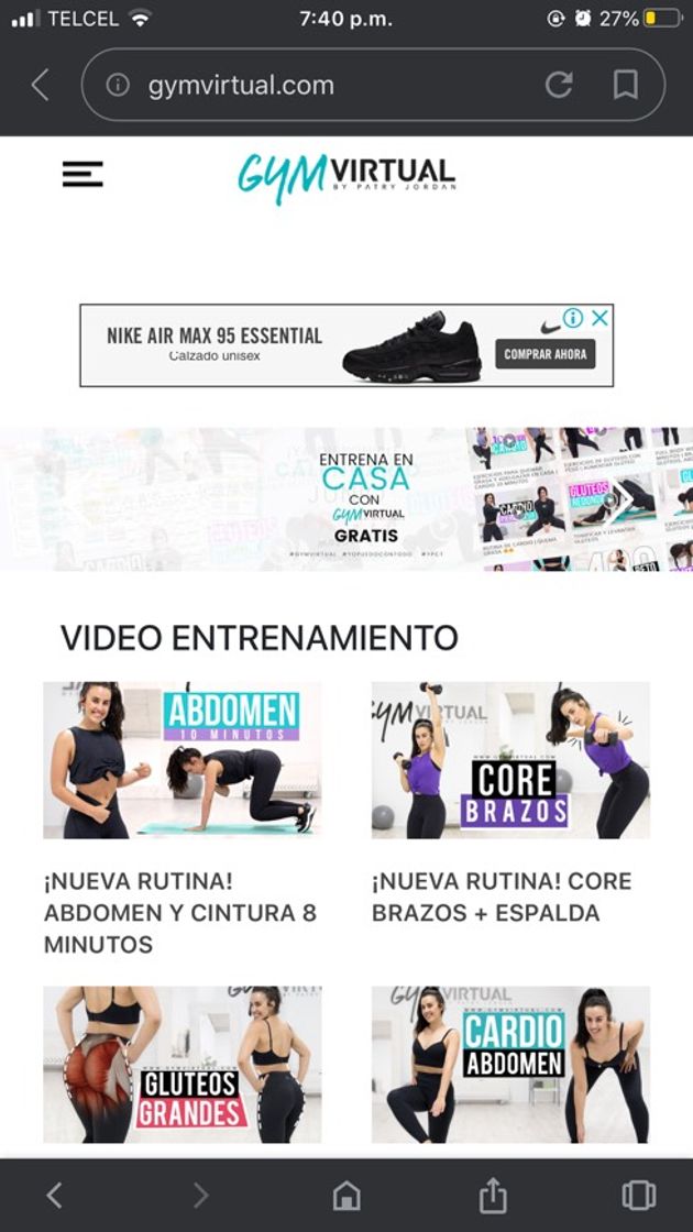 Fashion Página web, con rutinas de entrenamiento para hacer en casa