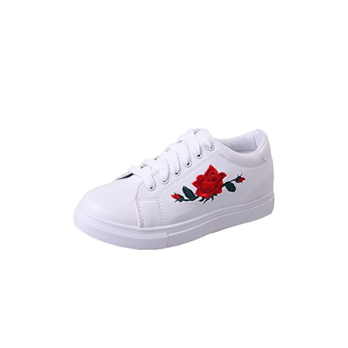 Product riou Zapatillas Deportivas de Mujer Zapatos Bordados Flor Blanca de Encaje Zapatillas