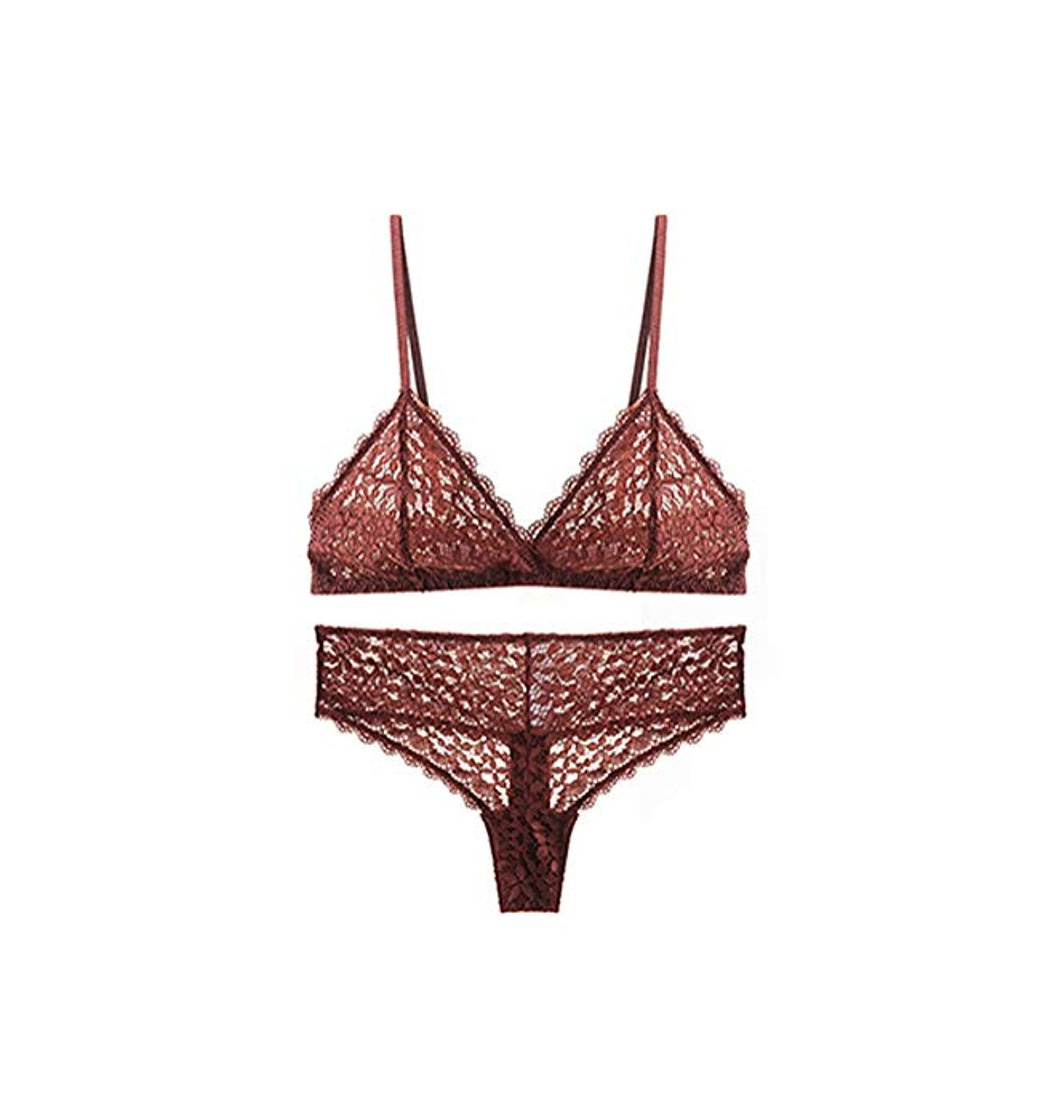 Moda Awake Lingerie Selected Soft Lace Bralette Encaje y Bragas, Sexy Sujetador Transparente