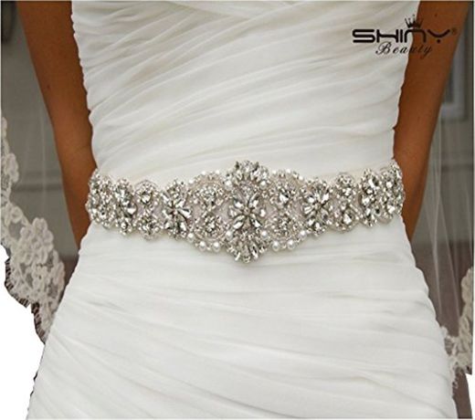 Cinturón con adorno de estrás de ShinyBeauty para el vestido de novia