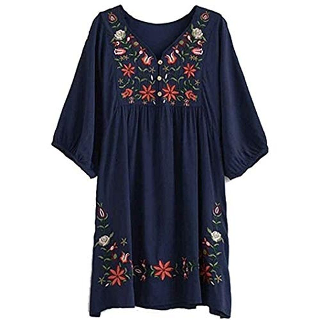 Producto Blusa para Mujer Vestido Étnico Mexicano con Bordados Florales Cuello En Outdoor