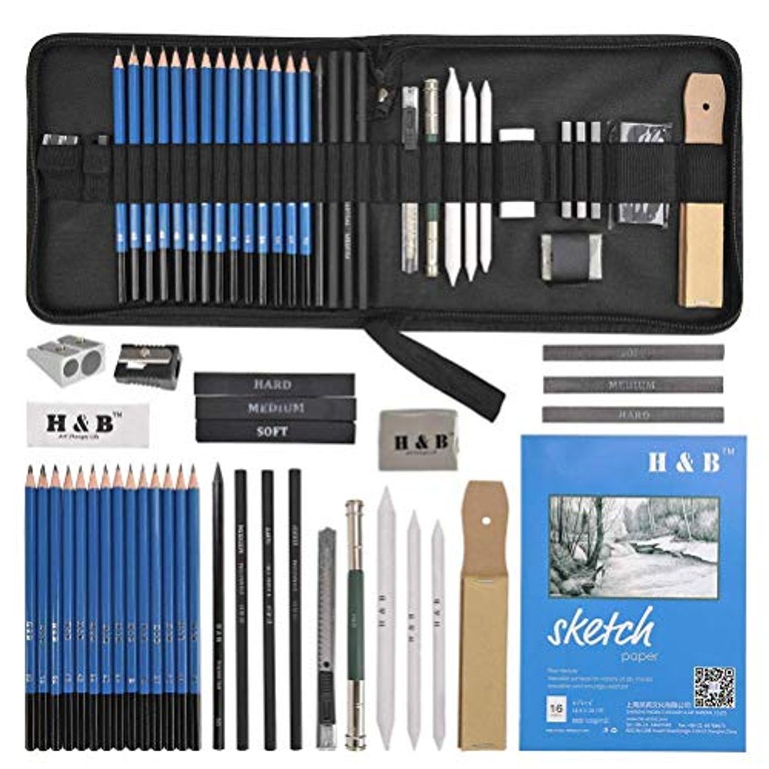 Product YOTINO 35Pcs Profesional Dibujo de Arte y Lápiz Dibujo Conjunto de Lápiz