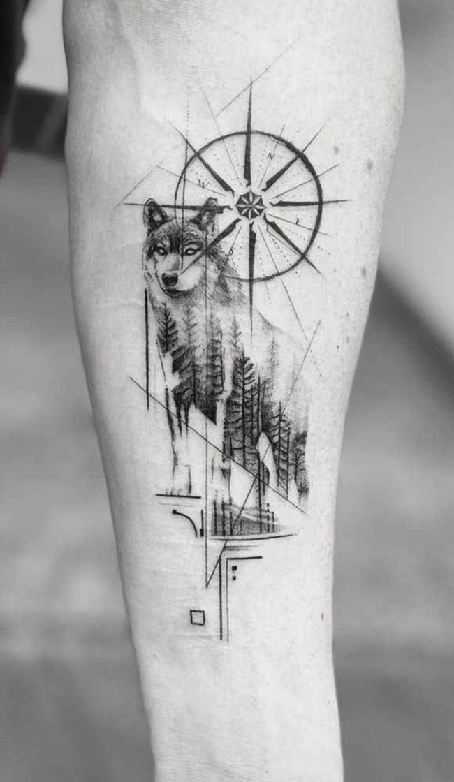 Moda Tatoo wolf 🌃🐺