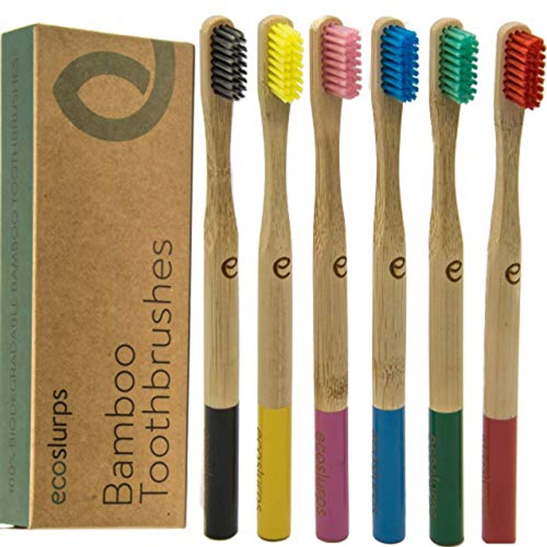 Product EcoSlurps 6 Paquete familiar de cepillos de dientes de bambú