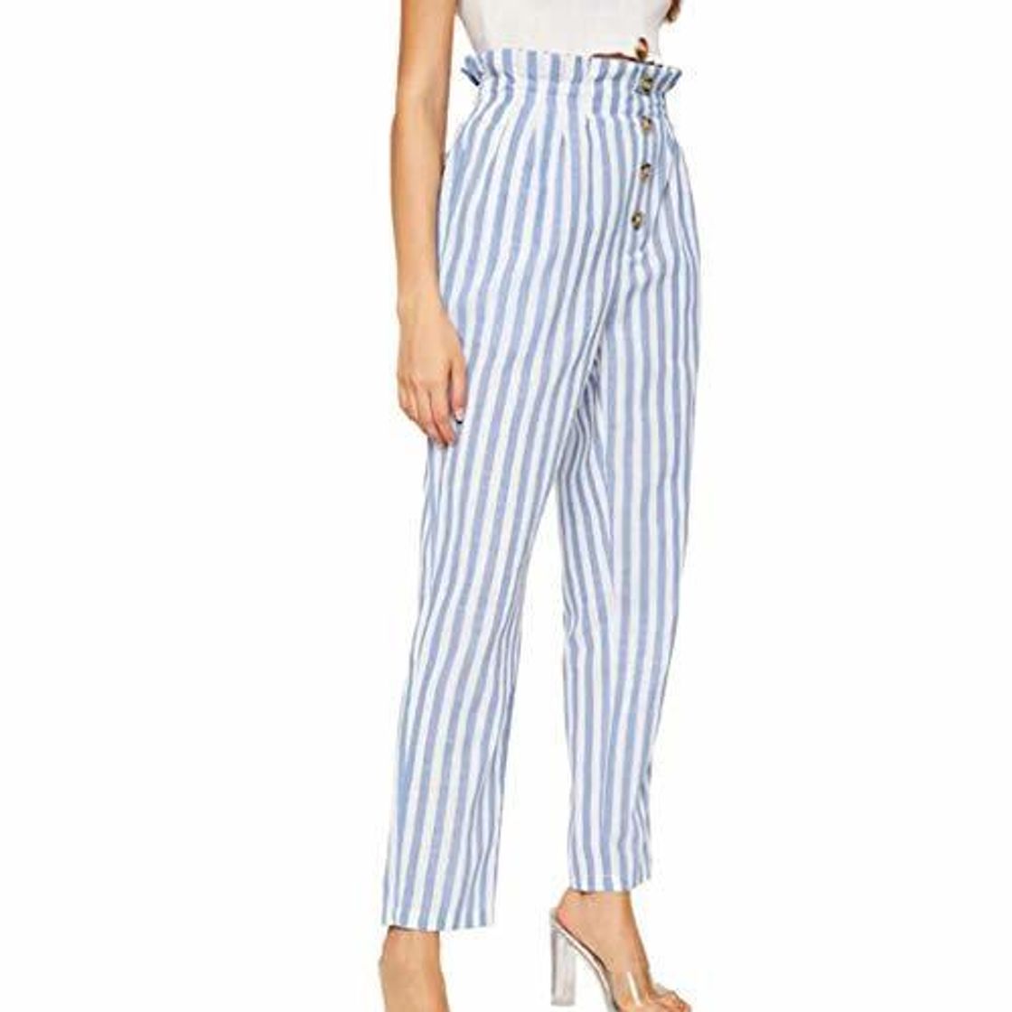Social beautyjourney Pantalones Casuales de Rayas de Las Mujeres Pantalones de Chino Pantalones