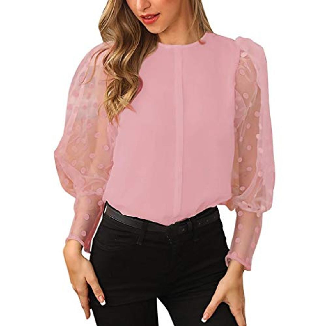 Productos Luckycat Moda Mujer Casual Encaje Sexy Lunares O Cuello Dulce Volante Camiseta