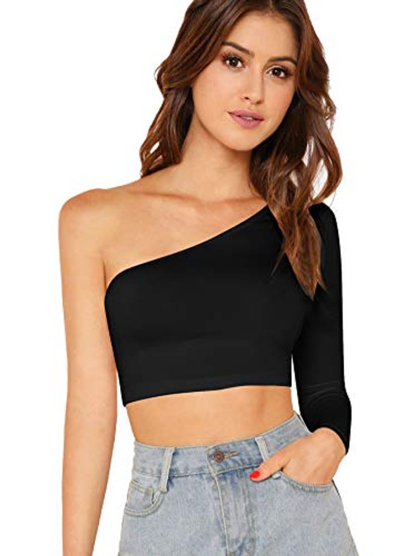 Social SOLY HUX Mujeres Sexy Manga Larga Delgado Ajustado Hombro Frio Camisa Corta
