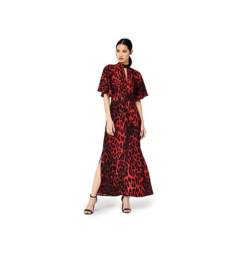 Marca Amazon - TRUTH & FABLE Vestido Mujer Estampado, Rojo