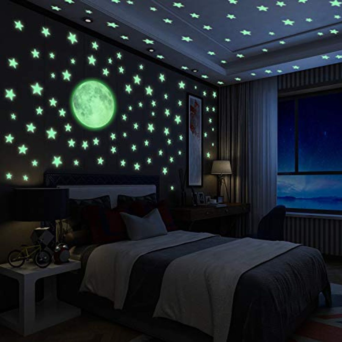 Social Luminoso Pegatinas de Pared Yosemy Luna y Estrellas