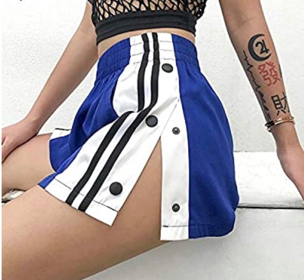 Social OBMYPO Pantalones Cortos Pantalón Corto con Botones De Rayas Laterales A Rayas